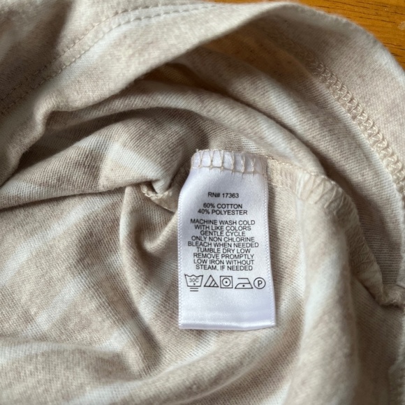 Ann Klein Funnel Neck Beige Striped Stretch Knit Sweater Dress Pullover, Size M - Picture 7 of 8